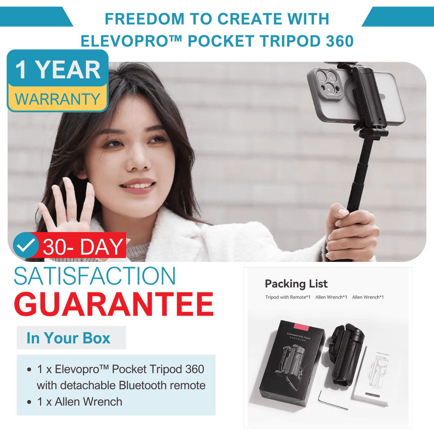 Elevopro™ Pocket Tripod 360 (remote only)