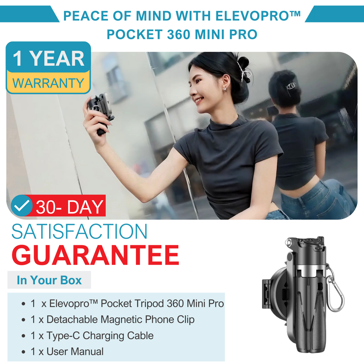 Elevopro™ Pocket Tripod 360 Mini Pro - Works with All Smartphones