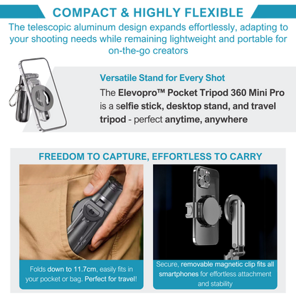 Elevopro™ Pocket Tripod 360 Mini Pro - Works with All Smartphones
