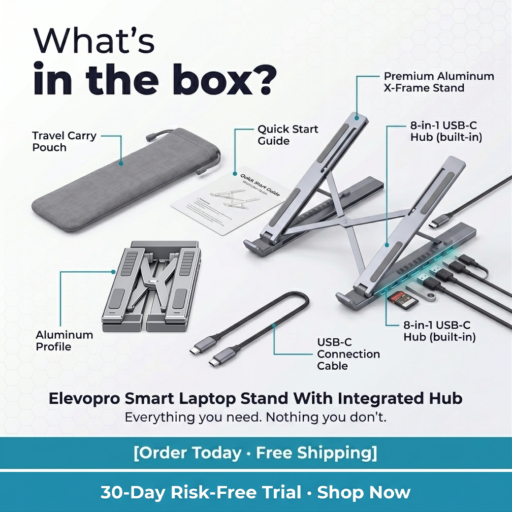 Elevopro™ Smart Laptop Stand With Integrated Hub