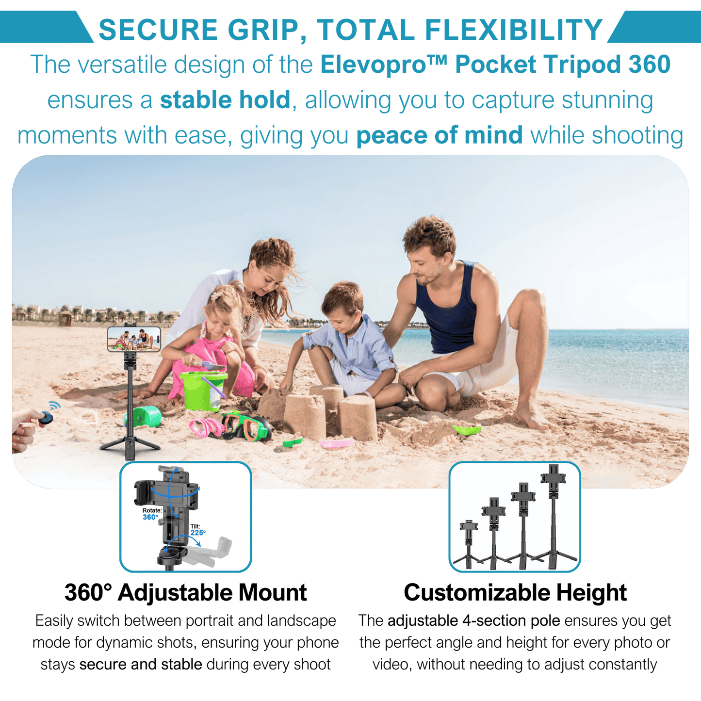 Elevopro™ Pocket Tripod 360 (remote only)