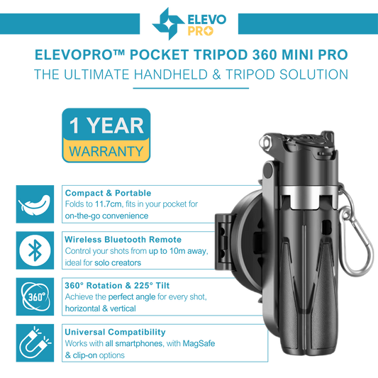 Elevopro™ Pocket Tripod 360 Mini Pro - Works with All Smartphones