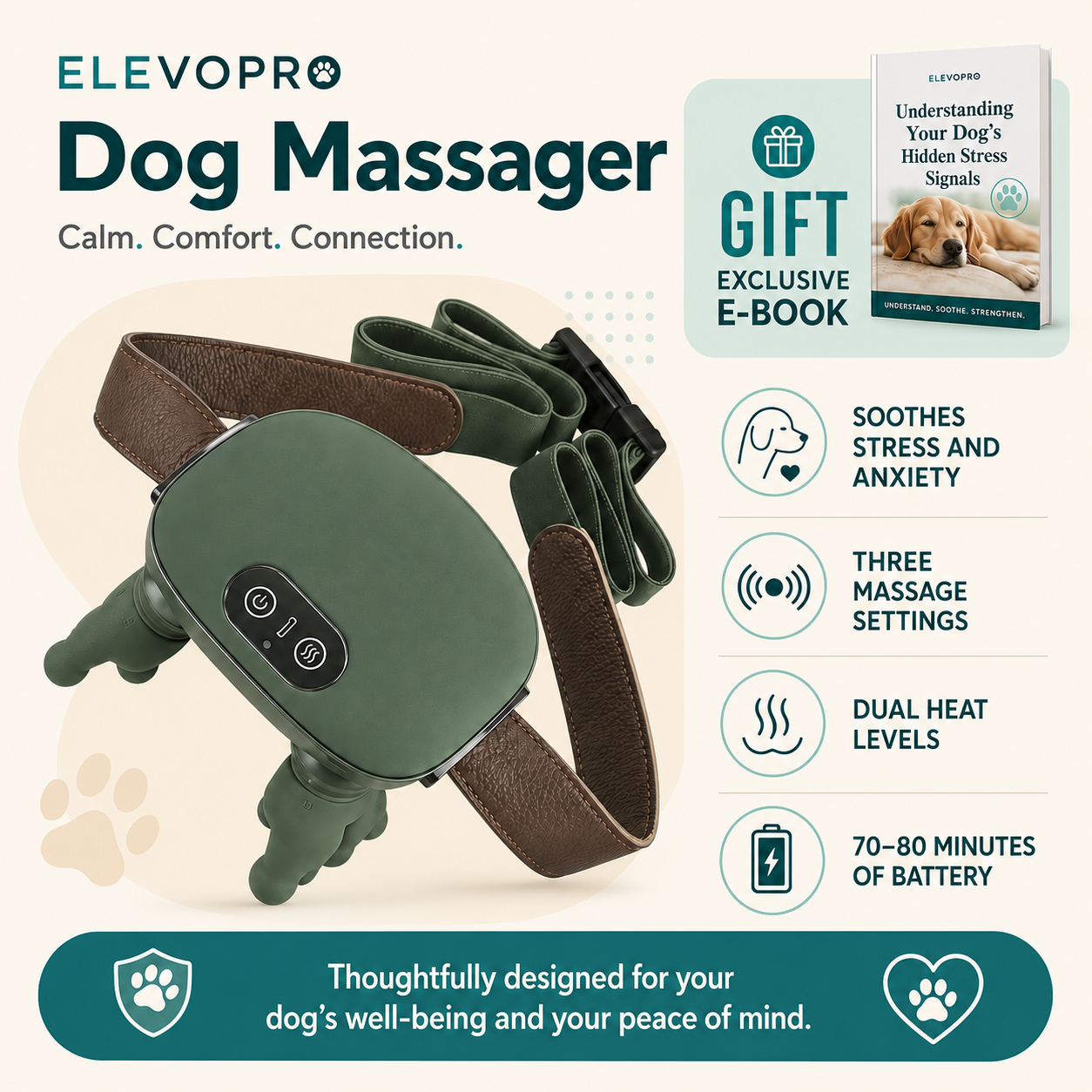 Elevopro™ Calming Support Dog Massager